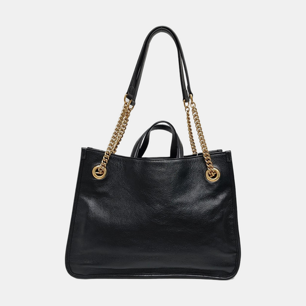 Authenticated pre-owned Horsebit 1955 Medium Calfskin Black - Tote Bag at Looply