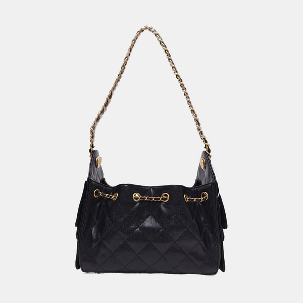 CHANEL 25 Mini Quilted Grained Calfskin Black