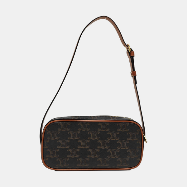 Coated Canvas Shoulder Bag Brown
