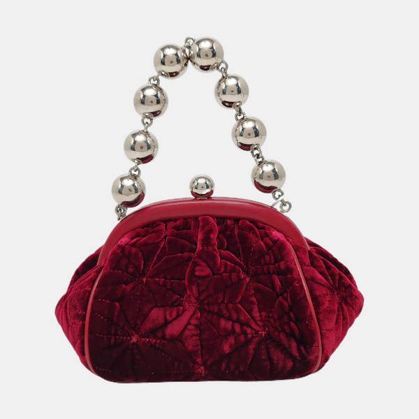 Quilted Fabric Top Handle Bag Red