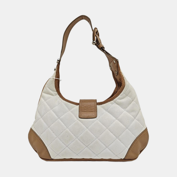 Quilted Canvas Shoulder Bag White