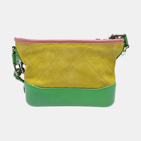 GABRIELLE Small Quilted Suede Yellow