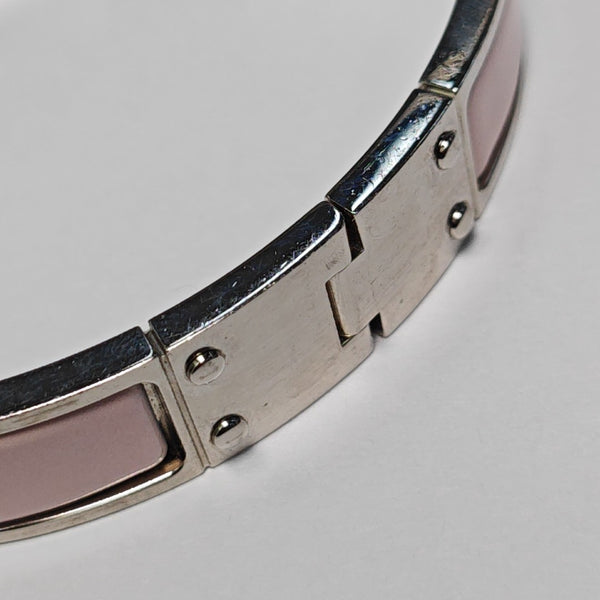 Enamel Hinged Bracelet Metal Silver Bangle
