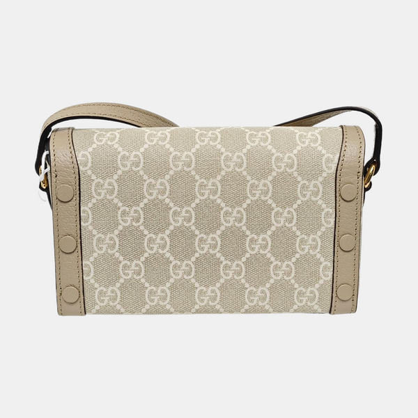 Authenticated pre-owned Horsebit 1955 Mini Monogram Coated Canvas Beige - Crossbody Bag at Looply