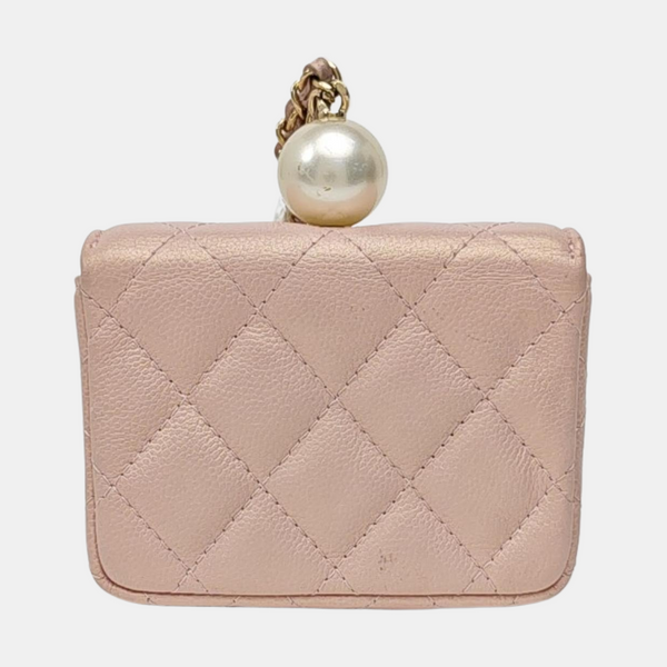 Quilted Grained Calfskin Shoulder Bag Small Pink