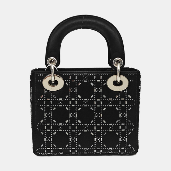 Lady Dior Mini Cannage Silk Satin Black