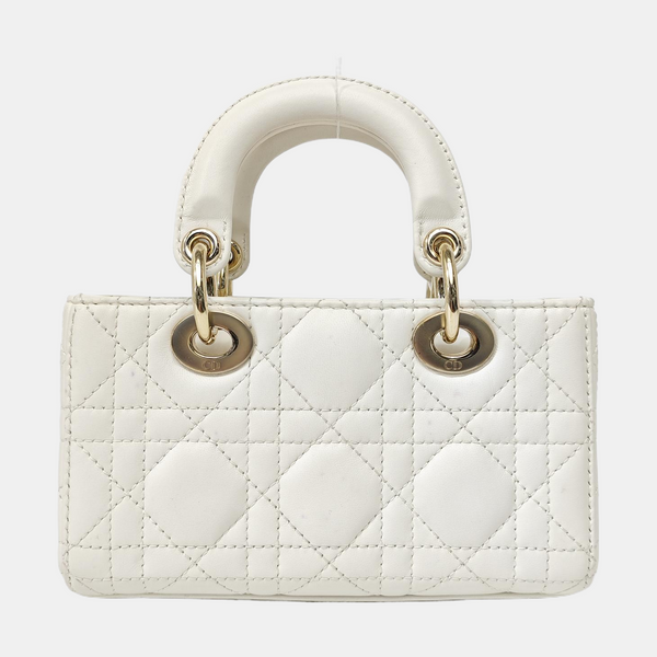 Lady D-Joy Super Mini Cannage Lambskin White