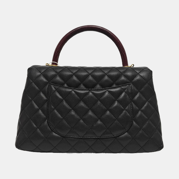 COCO HANDLE Medium Quilted Grained Calfskin Black