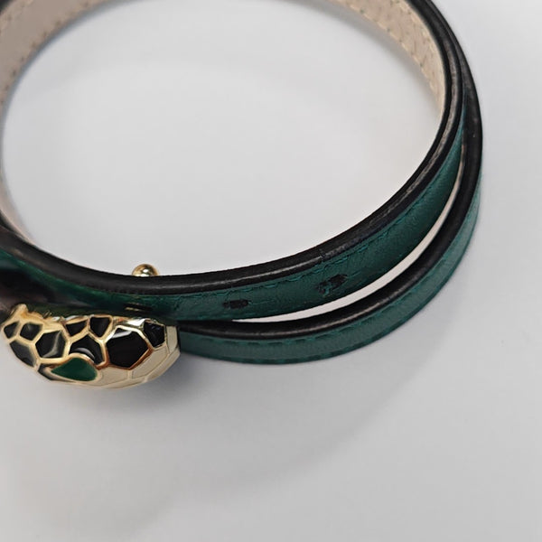 SERPENTI Leather Green Bangle