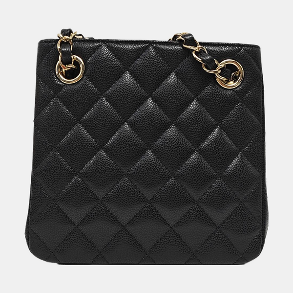 23P TOTE Quilted Grained Calfskin Black