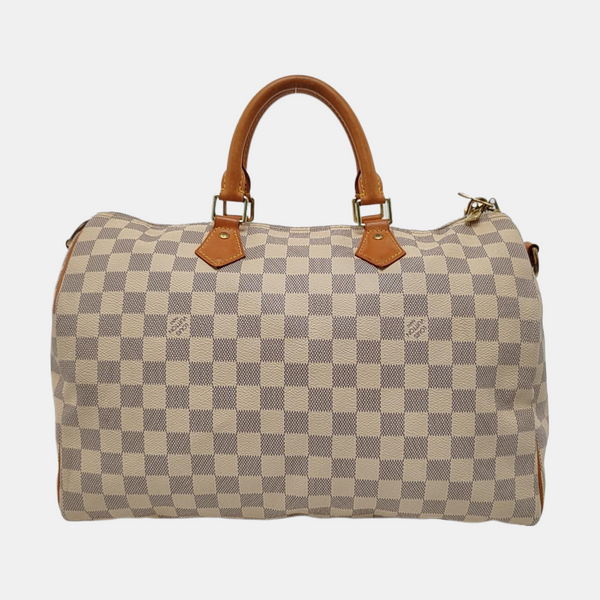 Authenticated pre-owned SPEEDY MM Coated Canvas White - Top Handle Bag at Looply