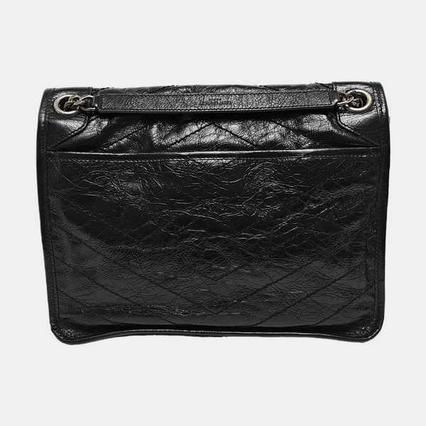 NIKI Medium Chevron Calfskin Black