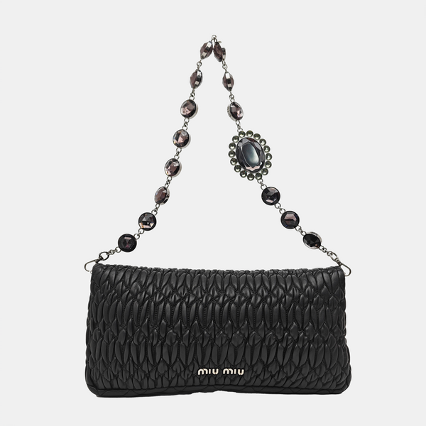 Quilted Lambskin Top Handle Bag Black