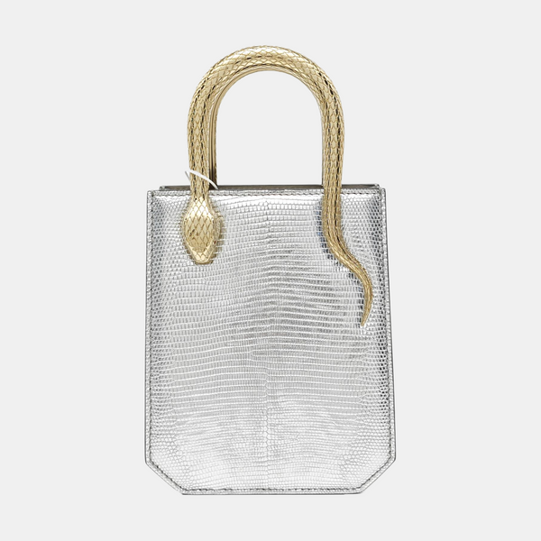 Lizard Tote Bag Silver