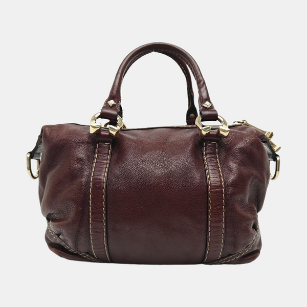 Calfskin Top Handle Bag Brown