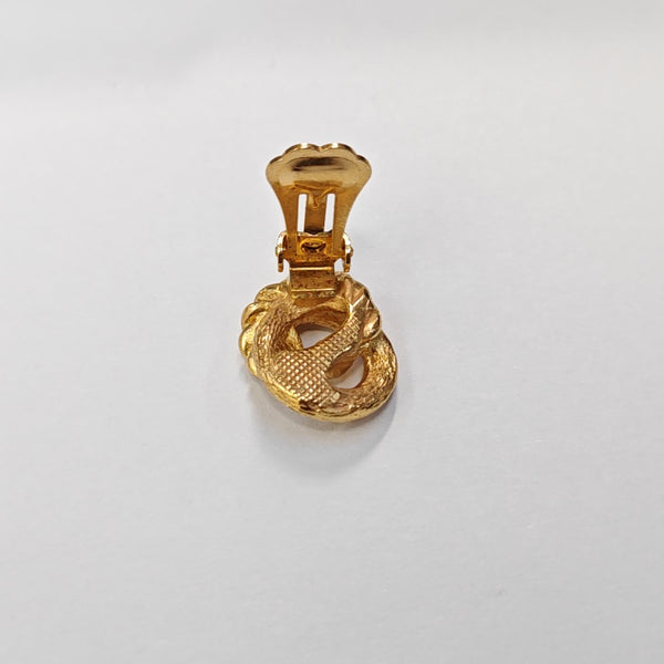 Twist Round Metal Gold Clip On Earrings