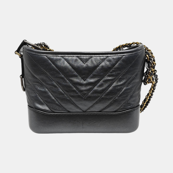 GABRIELLE Small Chevron, Quilted Calfskin Gray