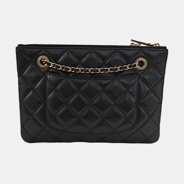 Quilted Lambskin Shoulder Bag Black