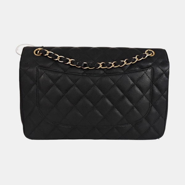 CLASSIC FLAP Jumbo Quilted Grained Calfskin Black