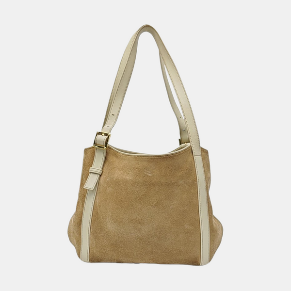 Suede Top Handle Bag Beige