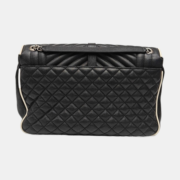 COLLEGE Large Chevron Calfskin Black