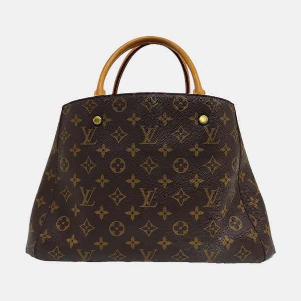 MONTAIGNE MM Monogram Coated Canvas Brown