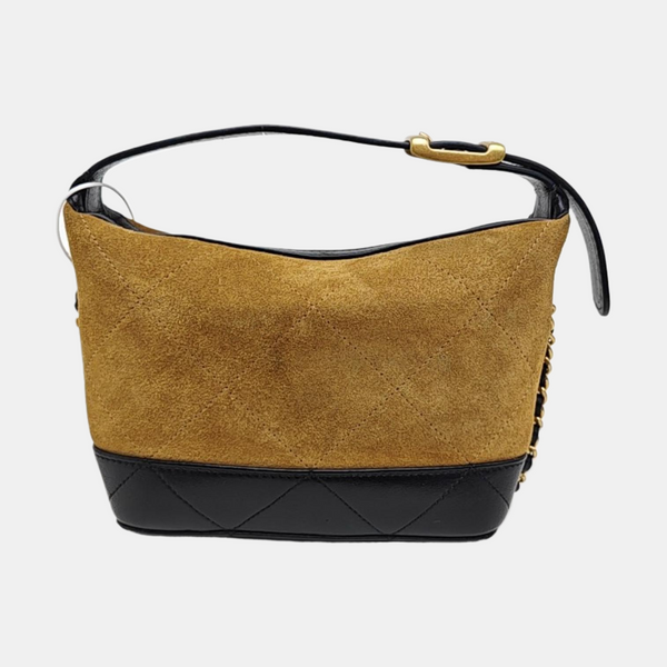 Quilted Suede Shoulder Bag Brown