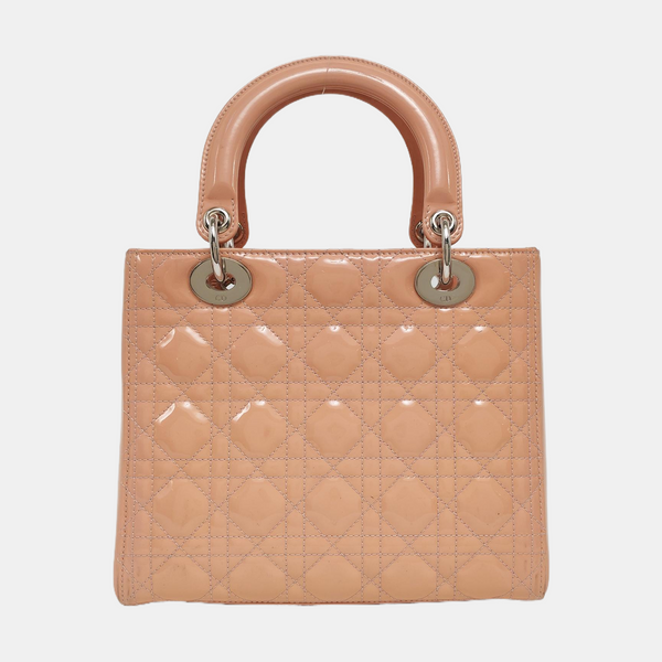Lady Dior Medium Cannage Patent Leather Pink