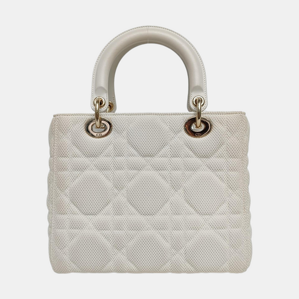 Lady D-Lite Medium Cannage Fabric White