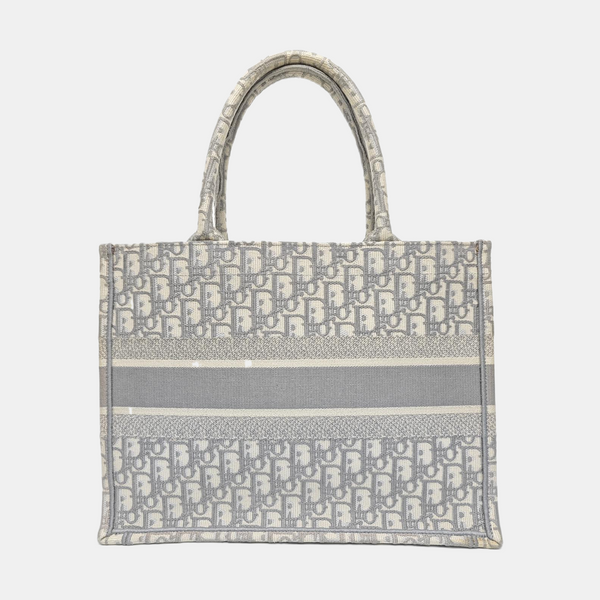 Book Tote Medium Oblique Canvas White