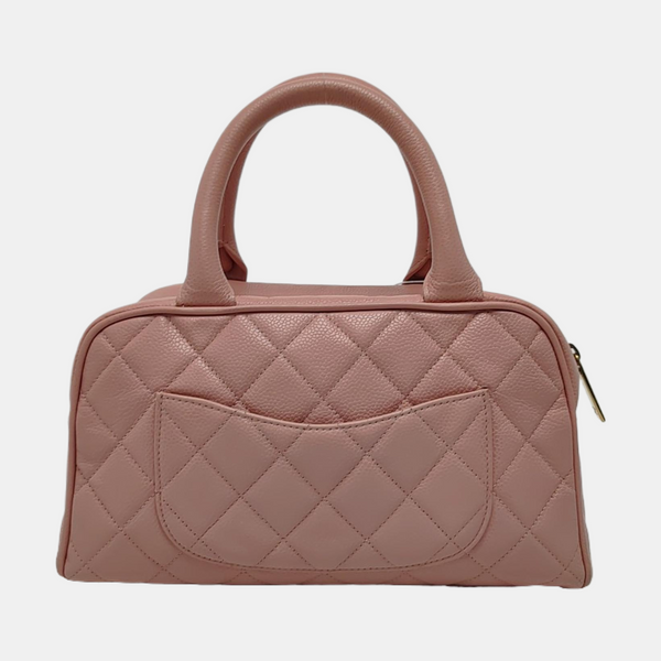 BOWLER Quilted Grained Calfskin Pink