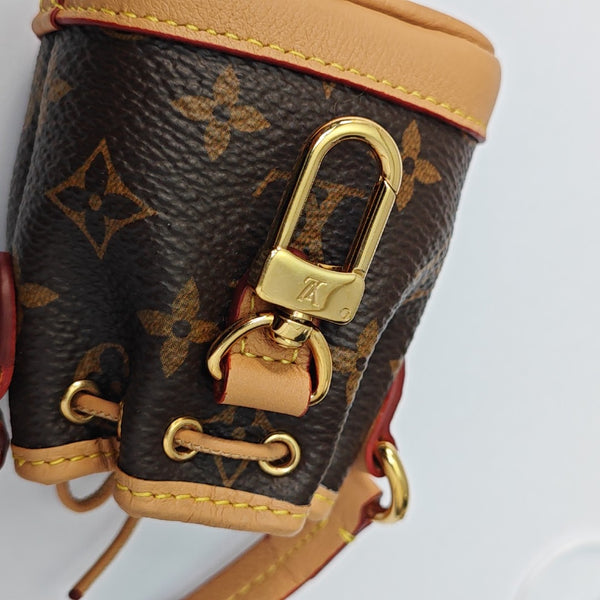 Coated Canvas Bag Charm Brown