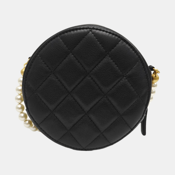 ROUND Mini Quilted Calfskin Black