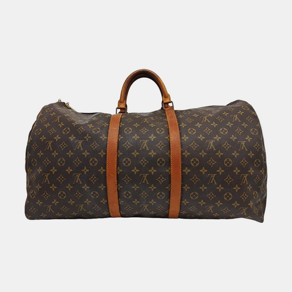 KEEPALL 60 Monogram Coated Canvas Brown