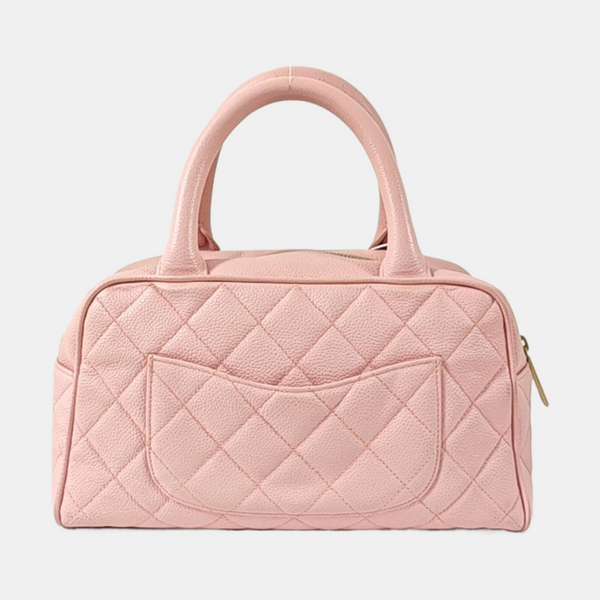 BOWLER Quilted Grained Calfskin Pink