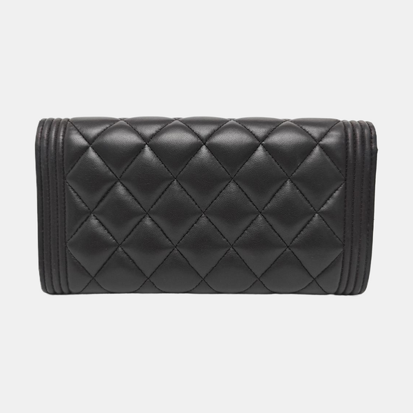 BOY CHANEL Mini Quilted Lambskin Gray Wallet