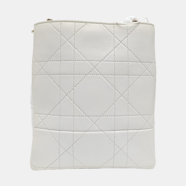 Cannage Lambskin Bucket Bag Small White