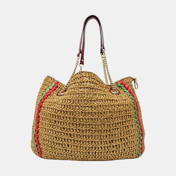 Straw Shoulder Bag Brown