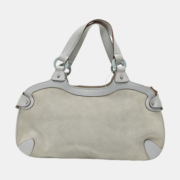 Suede Top Handle Bag Blue