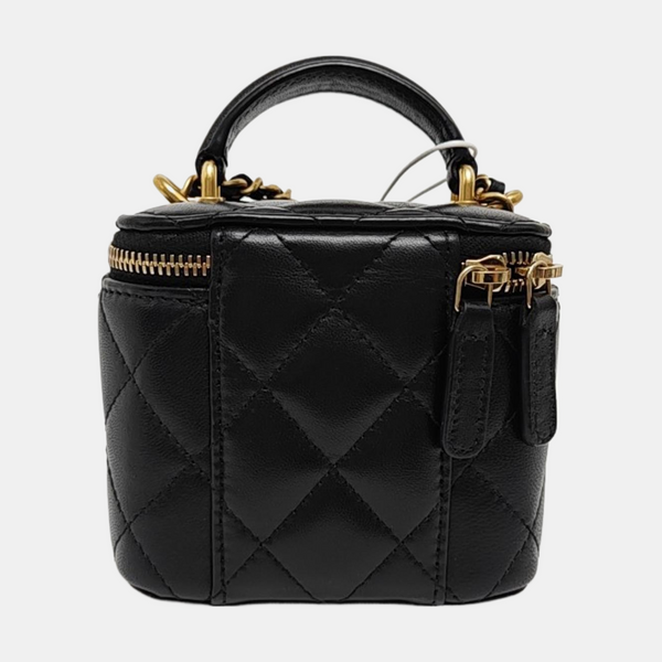 VANITY CASE Mini Quilted Lambskin Black