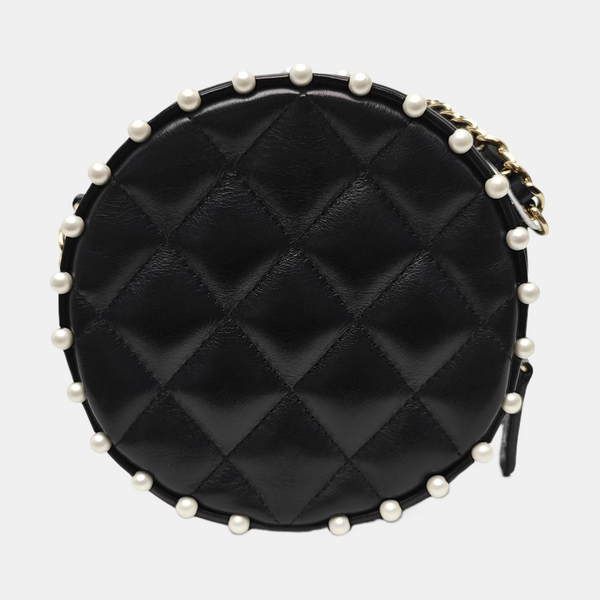 ROUND Quilted Calfskin Black