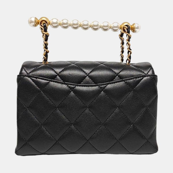 Quilted Lambskin Shoulder Bag Mini Black