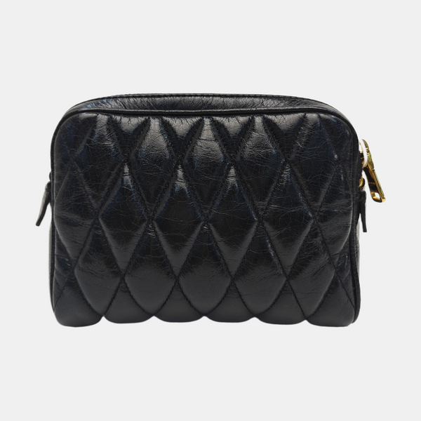 Quilted Lambskin Shoulder Bag Black
