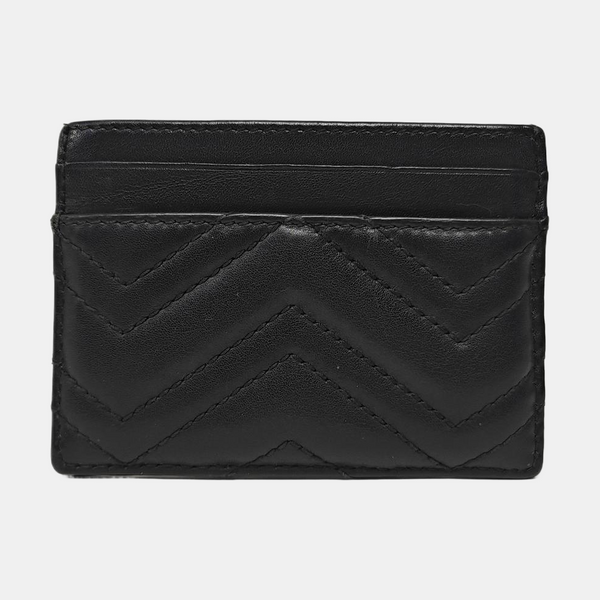 GG Marmont Mini Quilted Calfskin Black Card Holder