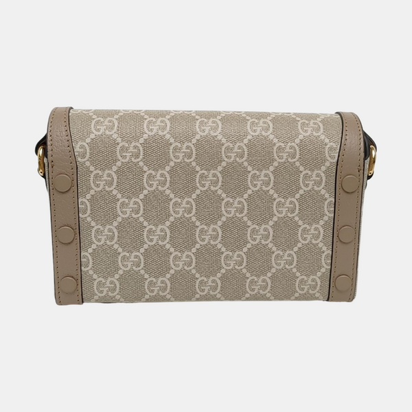 Authenticated pre-owned Horsebit 1955 Mini Monogram Coated Canvas White - Shoulder Bag at Looply
