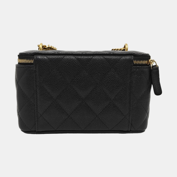 VANITY CASE Small Quilted Grained Calfskin Black
