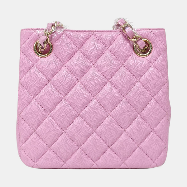 23P TOTE Piel de becerro graneada acolchada Morado