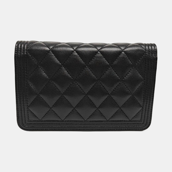 BOY CHANEL Mini Quilted Grained Calfskin Black
