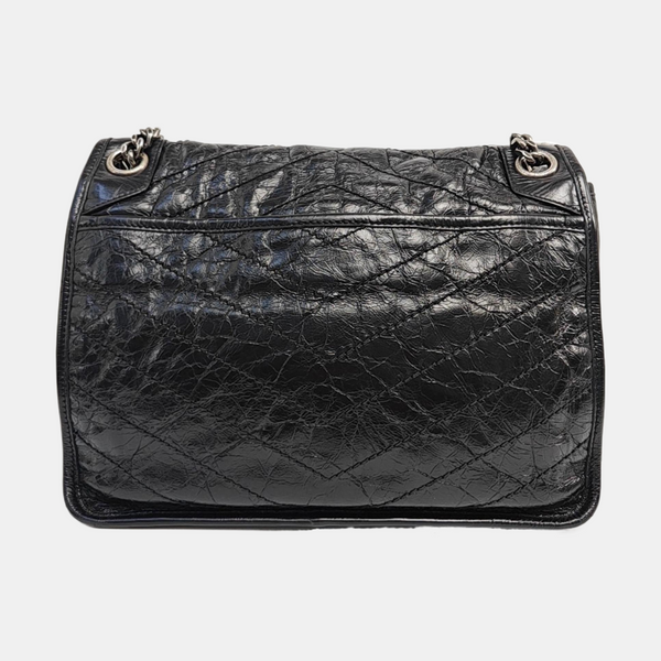 NIKI Medium Chevron Calfskin Black