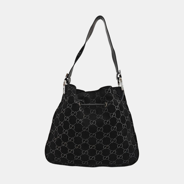 Monogram Suede Shoulder Bag Black